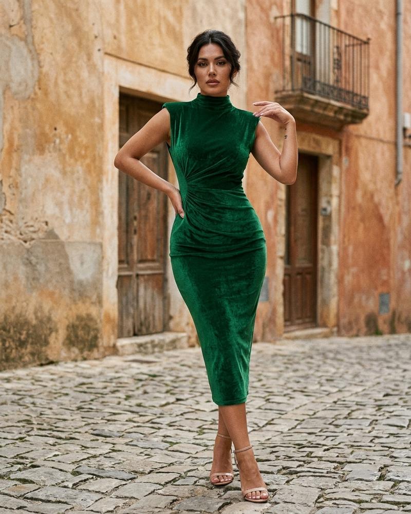 Macys Wear - Rodan | Gerafftes Ärmelloses Kleid Damen