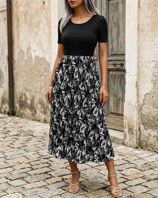 Macys Wear - Nesel | Zweifarbiges Plissiertes Kleid Damen