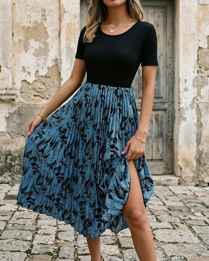 Macys Wear - Nesel | Zweifarbiges Plissiertes Kleid Damen