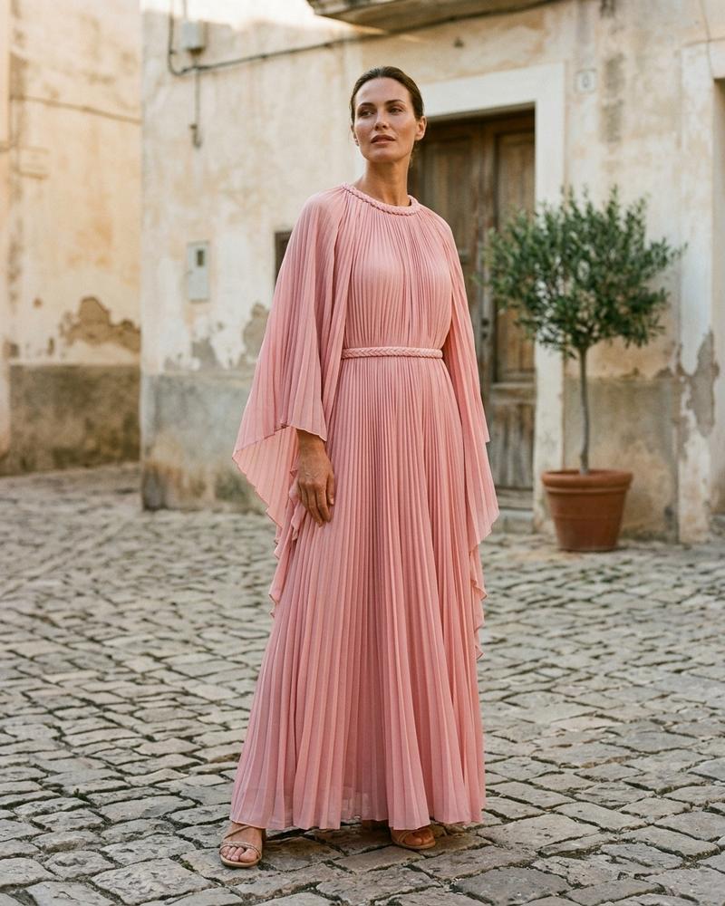 Macys Wear - Kelom | Plissiertes Langärmeliges Kleid Damen