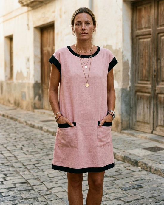 Macys Wear - Alram | Kurzärmliges Zweifarbiges Kleid Damen