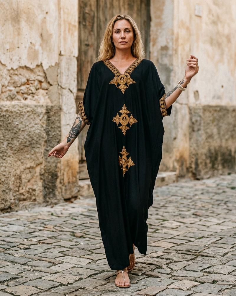 Macys Wear - Lolar | Besticktes Kaftan Kleid Damen