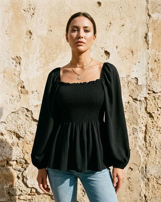 Macys Wear - Allor | Gesmokte Langärmelige Bluse Damen
