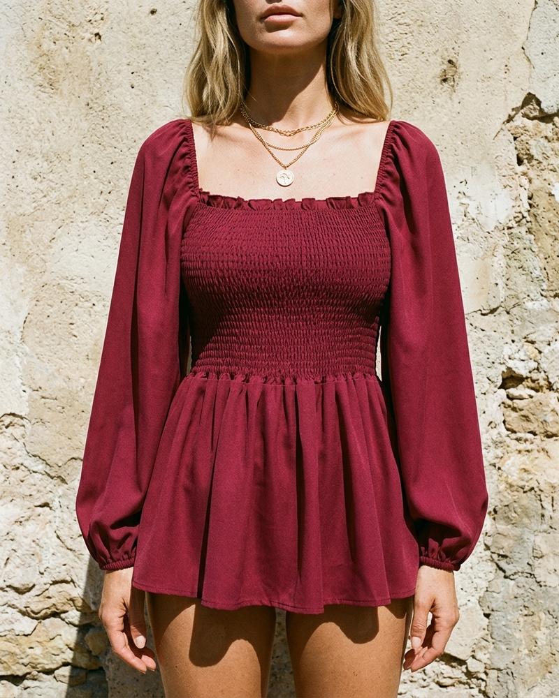 Macys Wear - Allor | Gesmokte Langärmelige Bluse Damen