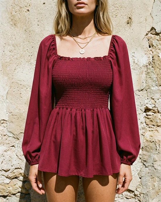 Macys Wear - Allor | Gesmokte Langärmelige Bluse Damen
