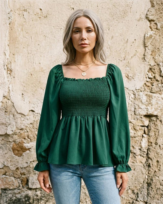 Macys Wear - Allor | Gesmokte Langärmelige Bluse Damen