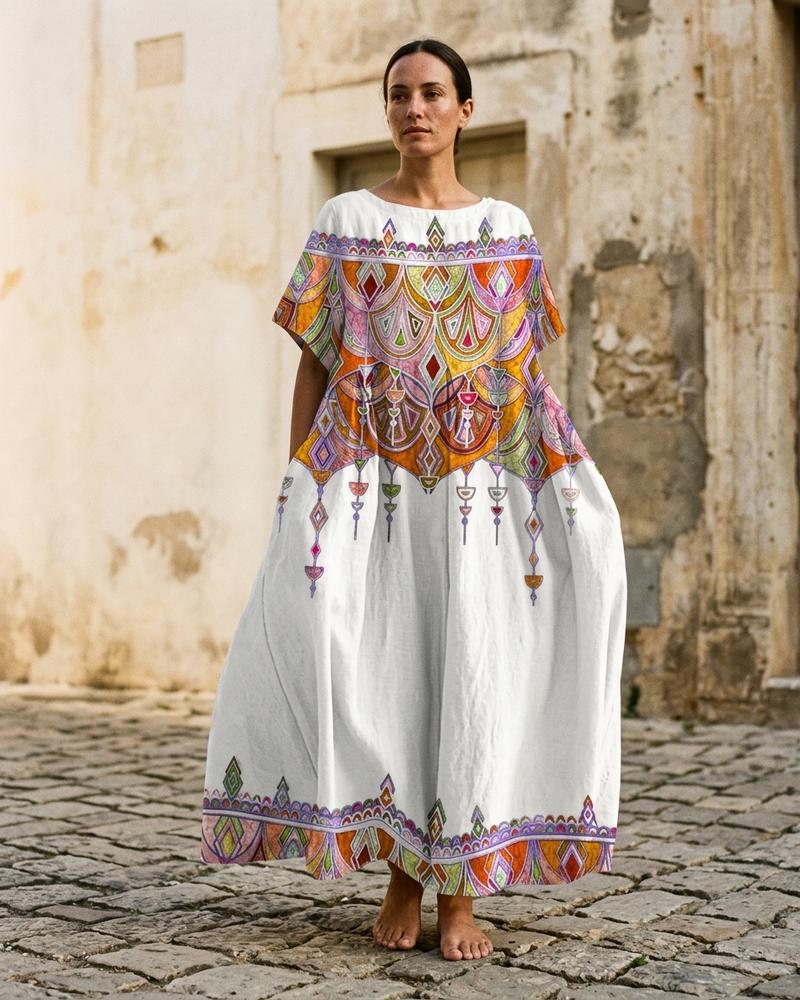 Macys Wear - Vasel | Bedrucktes Kurzärmliges Kleid Damen