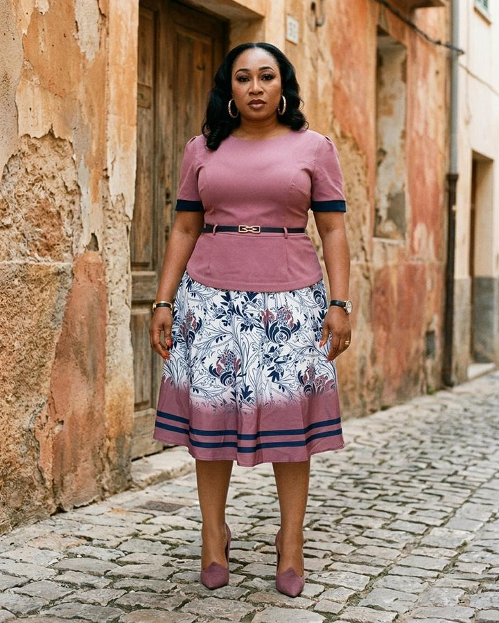 Macys Wear - Rahal | Kurzärmliges Tailliertes Kleid Damen