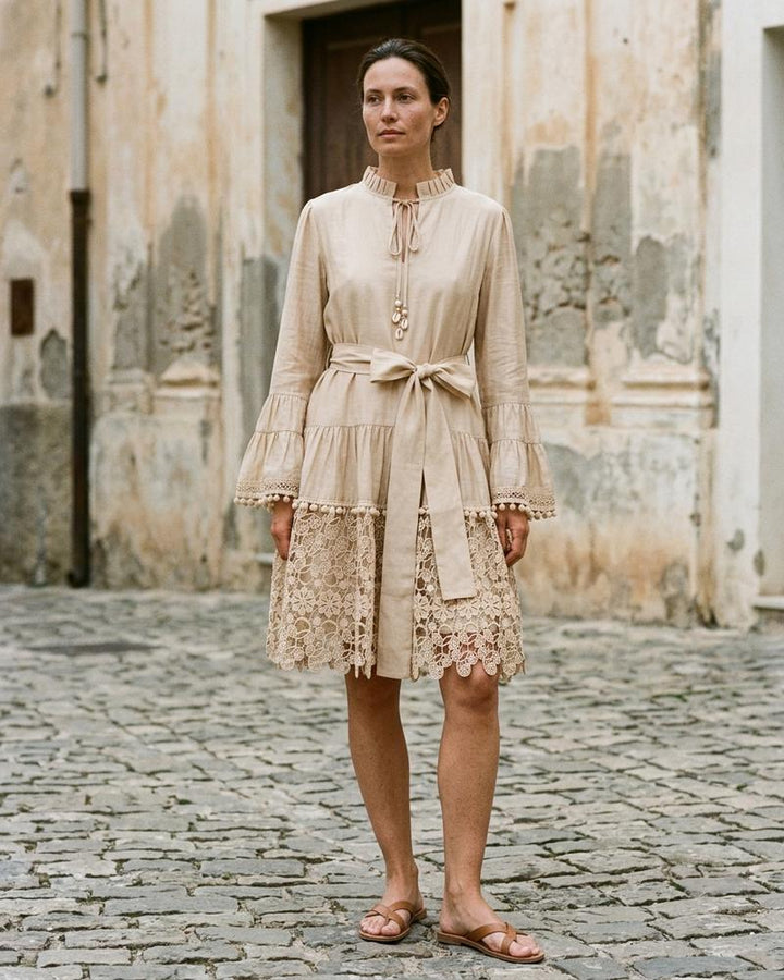 Macys Wear - Lavan | Gerüschtes Spitzenbesetztes Kleid Damen