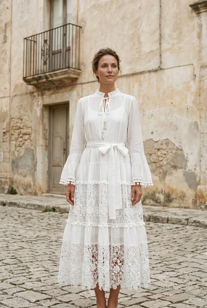 Macys Wear - Lavan | Gerüschtes Spitzenbesetztes Kleid Damen
