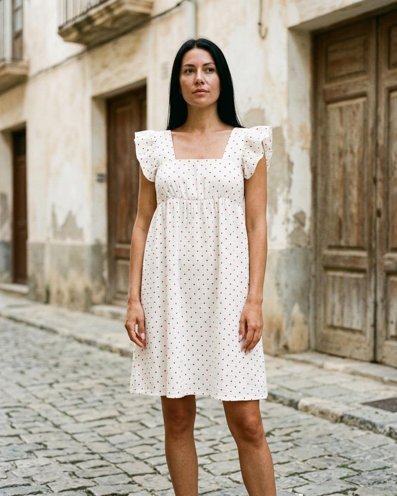 Macys Wear - Casil | Kurzärmliges Gepunktetes Kleid Damen