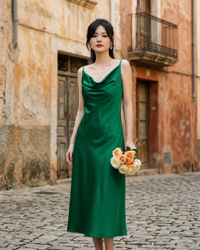 Macys Wear - Niren | Satiniert Ärmellos Kleid Damen