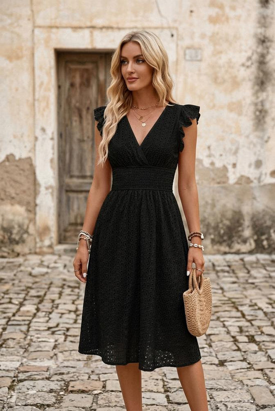 Macys Wear - Cotor | Lochgesticktes Gesmoktes Kleid Damen