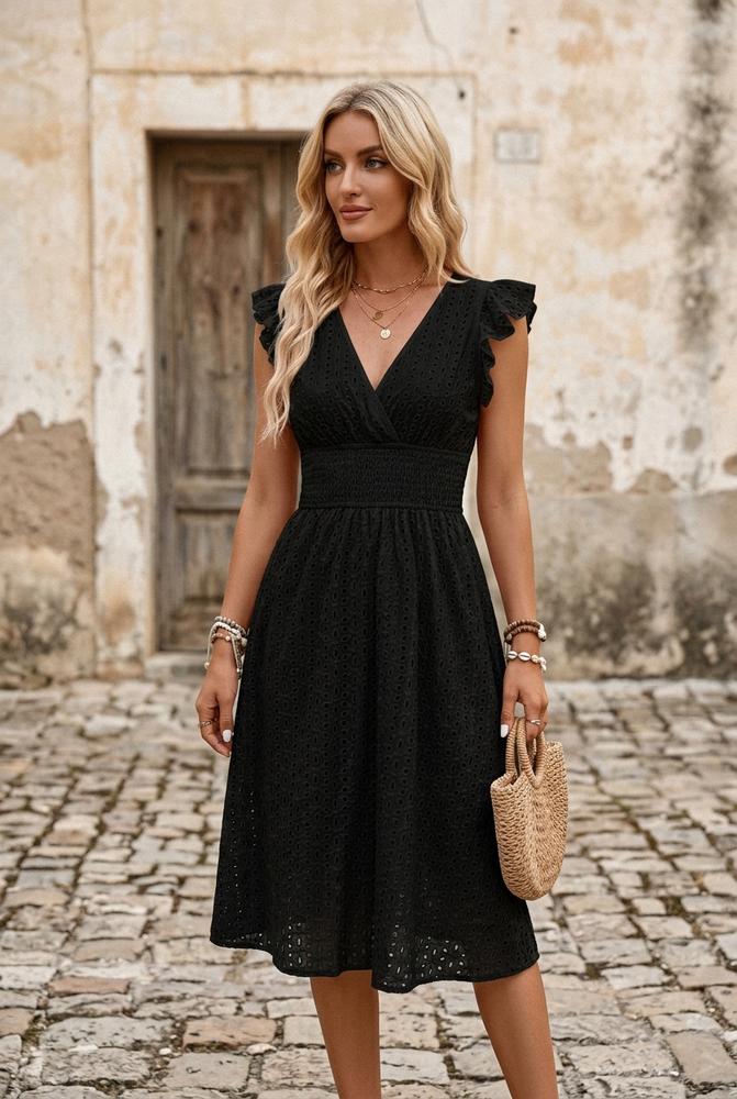 Macys Wear - Cotor | Lochgesticktes Gesmoktes Kleid Damen