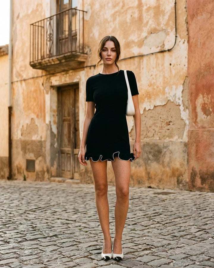 Macys Wear - Rinor | Kurzärmliges Gerüschtes Kleid Damen