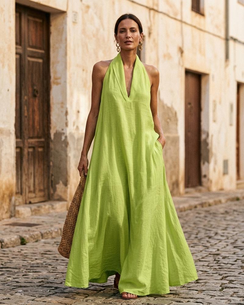 Macys Wear - Rasen | Ärmelloses Neckholder Kleid Damen