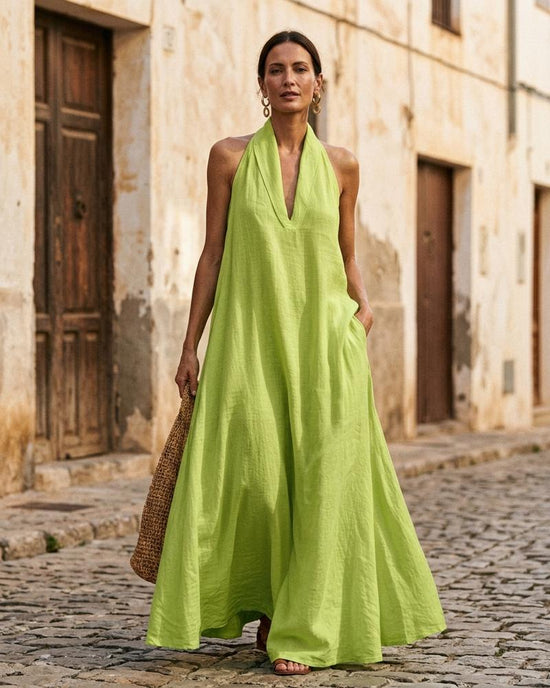 Macys Wear - Rasen | Ärmelloses Neckholder Kleid Damen