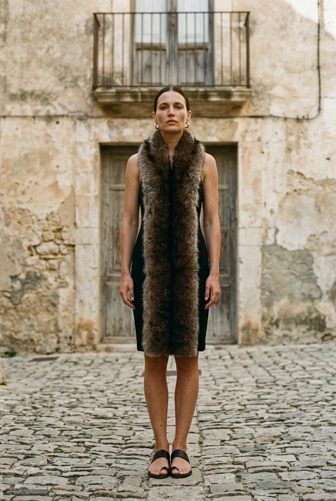 Macys Wear - Salev | Ärmelloses Pelzbesetztes Kleid Damen