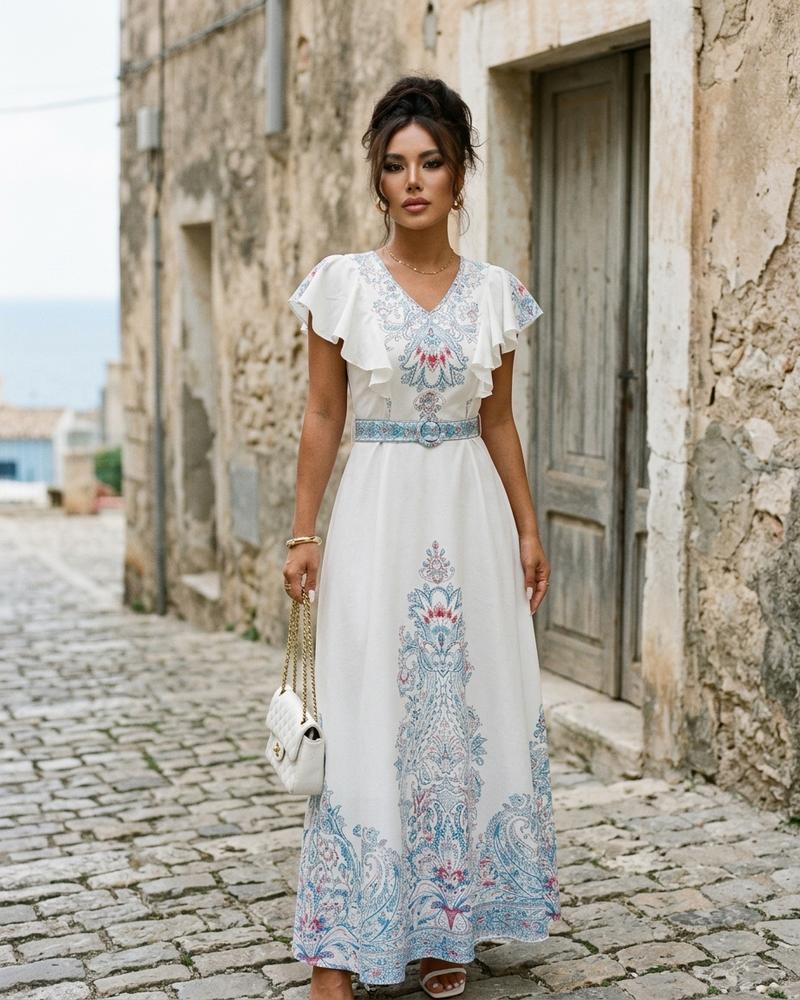 Macys Wear - Lamer | Gemustert Gegürtet Kleid Damen