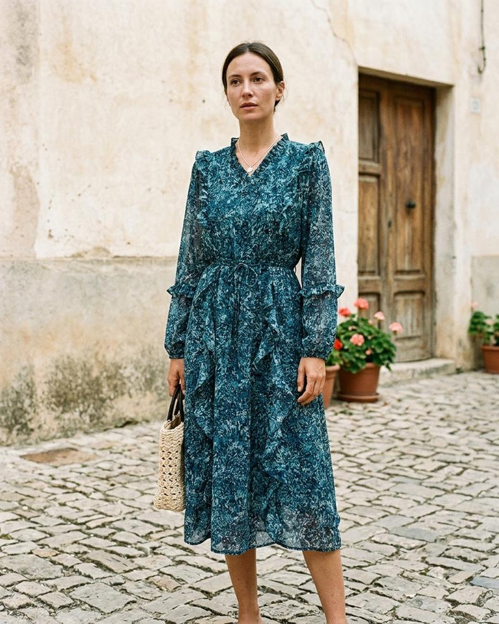 Macys Wear - Kazan | Gemustertes gerüschtes Kleid Damen