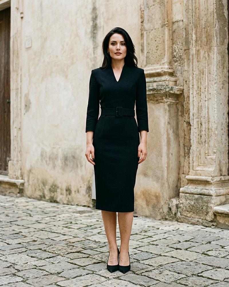 Macys Wear - Arzan | Tailliertes Gegürtetes Kleid Damen