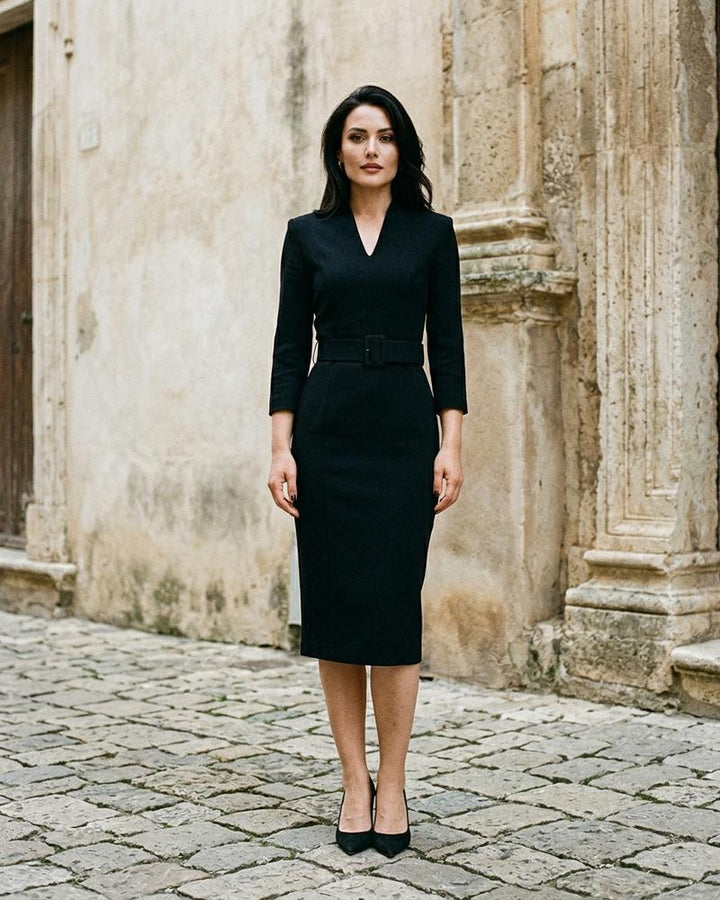 Macys Wear - Arzan | Tailliertes Gegürtetes Kleid Damen