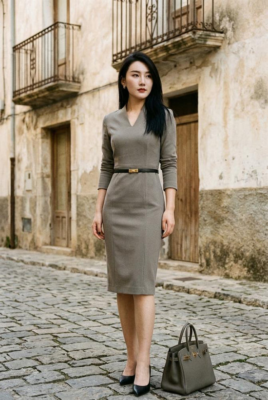 Macys Wear - Arzan | Tailliertes Gegürtetes Kleid Damen