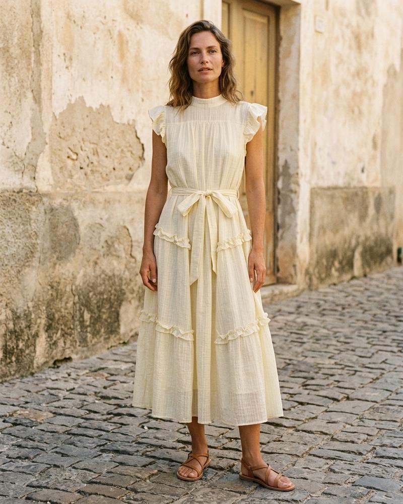 Macys Wear - Codar | Tailliert Gerüscht Kleid Damen