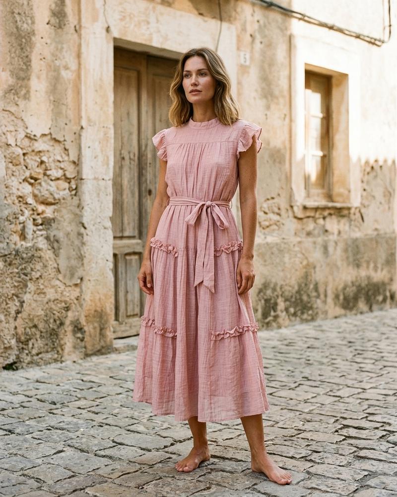 Macys Wear - Codar | Tailliert Gerüscht Kleid Damen