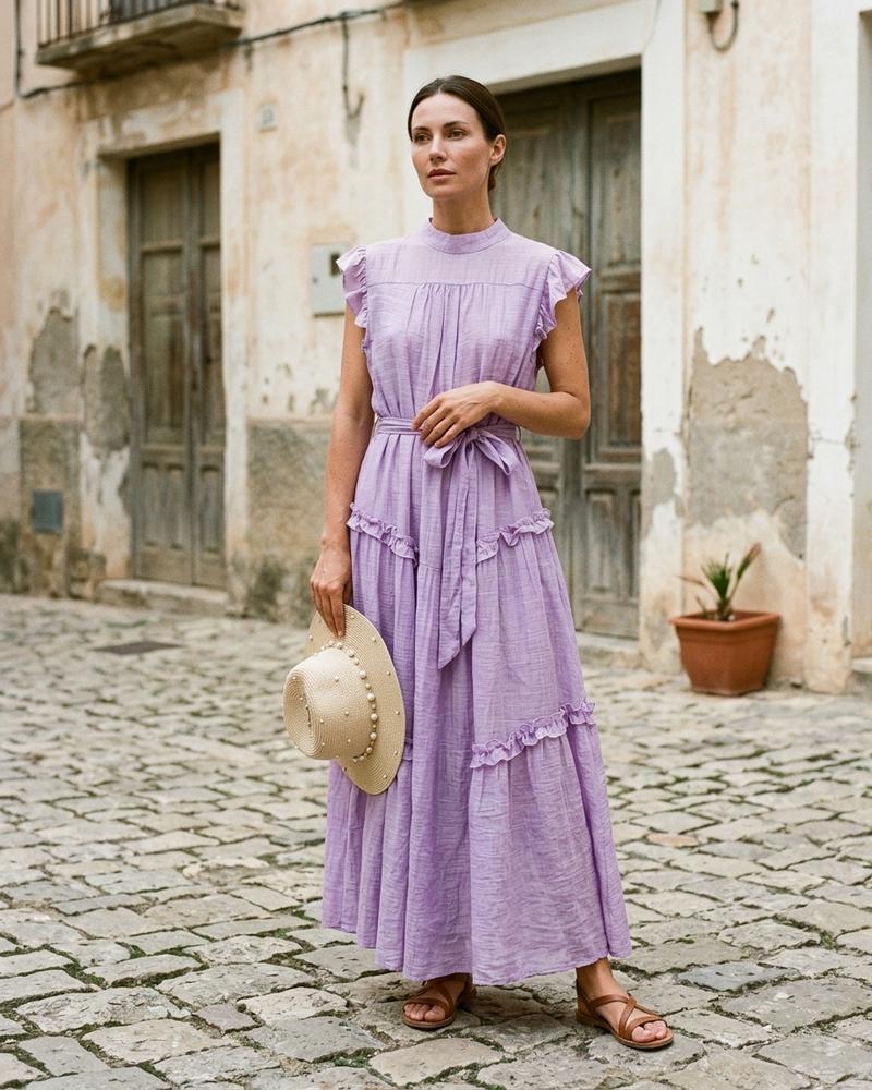 Macys Wear - Codar | Tailliert Gerüscht Kleid Damen