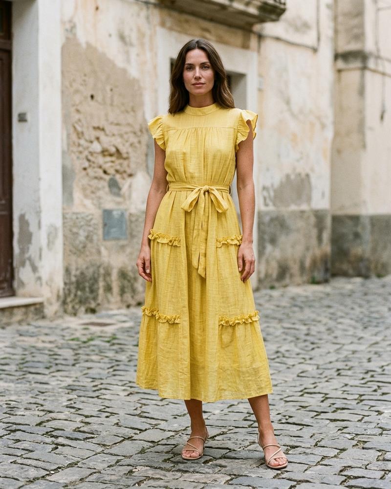 Macys Wear - Codar | Tailliert Gerüscht Kleid Damen