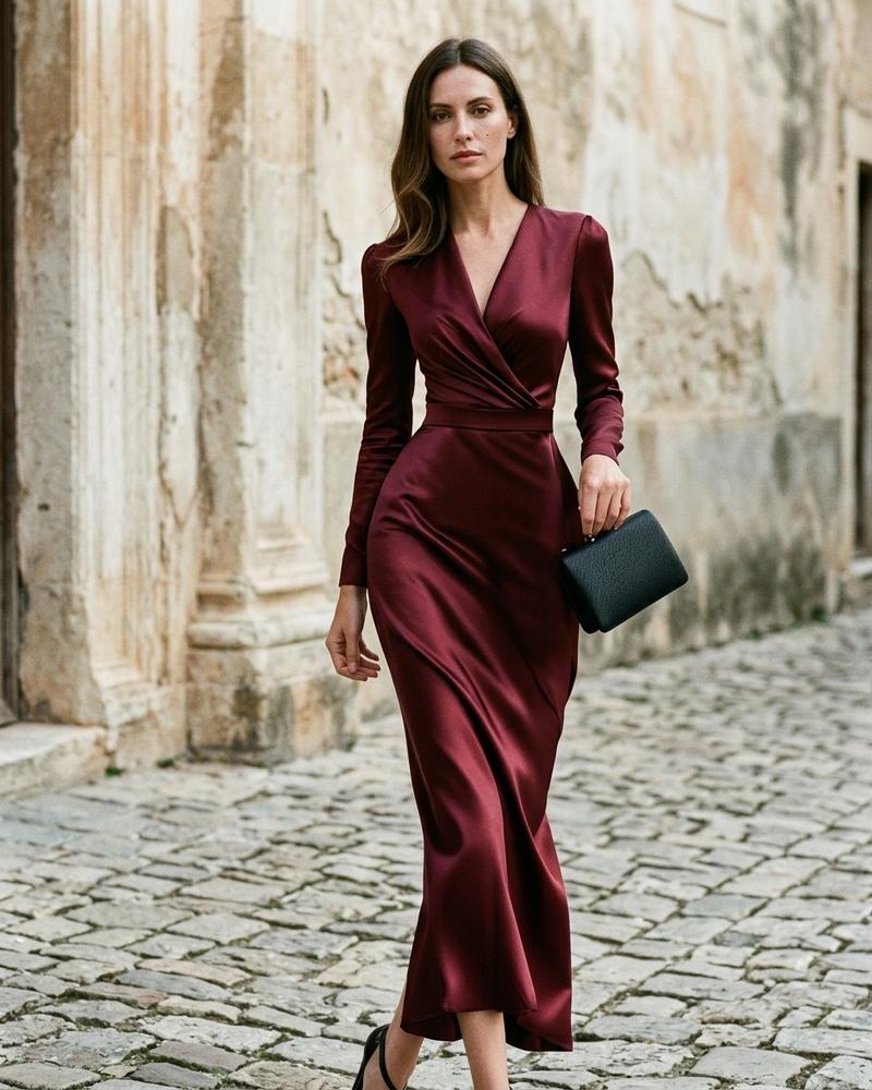 Macys Wear - Zasin | Gewickeltes Satiniertes Kleid Damen