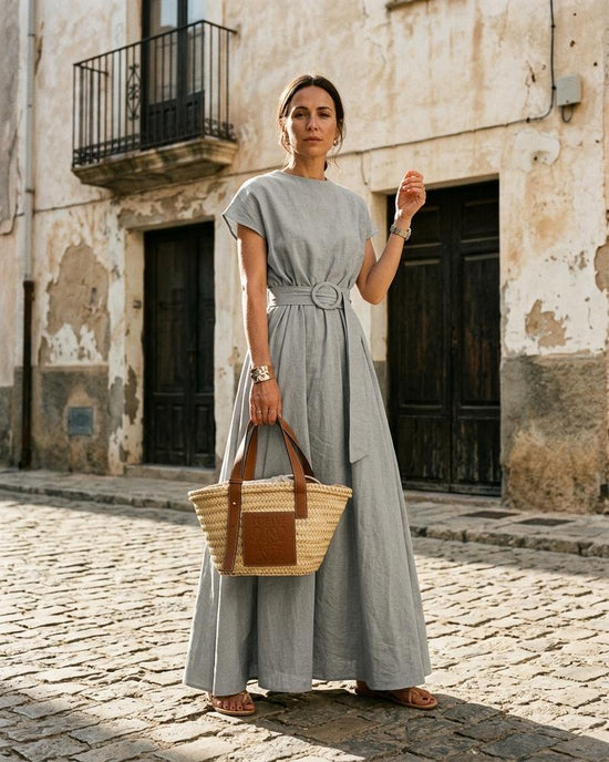 Macys Wear - Alhal | Kurzärmliges Bodenlanges Kleid Damen