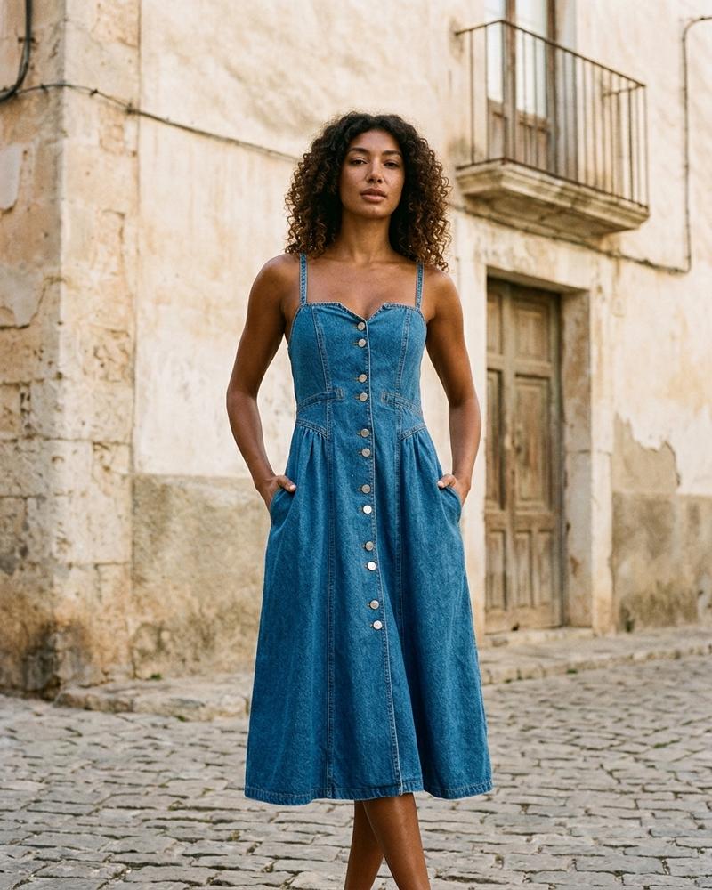 Macys Wear - Visan | Geknöpftes Denim Kleid Damen