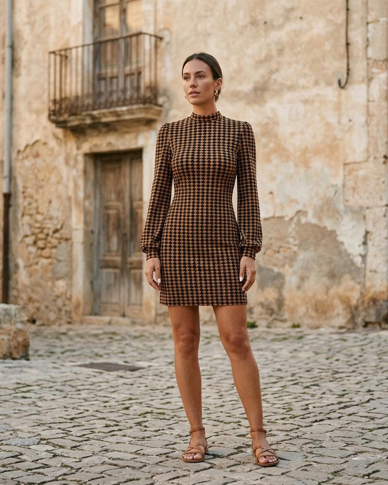 Macys Wear - Marev | Gemustertes Tailliertes Kleid Damen