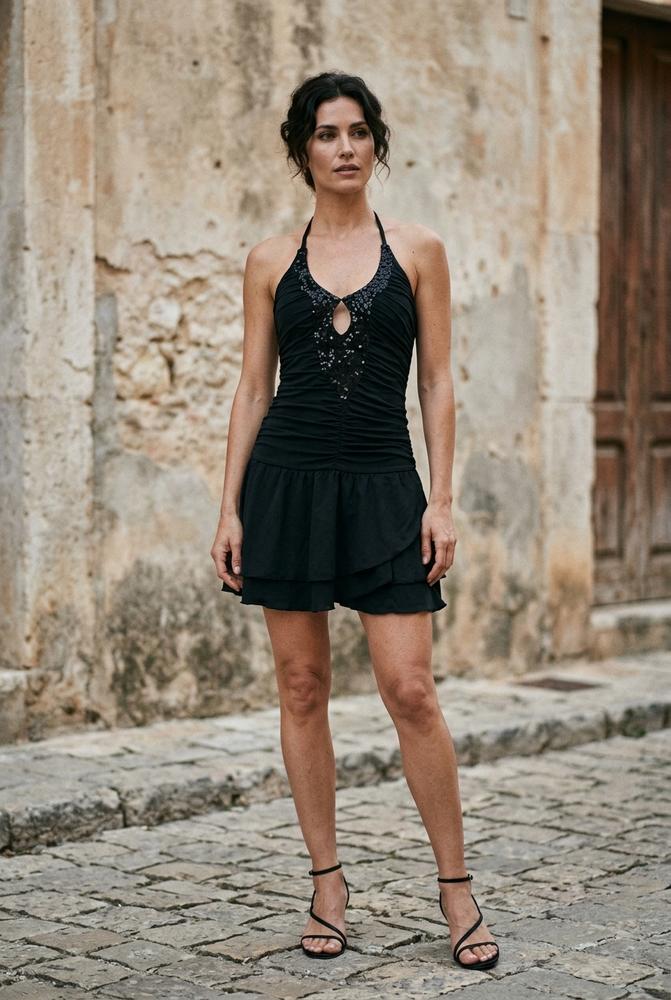 Macys Wear - Caral | Gerafft Paillettenbesetzt Kleid Damen