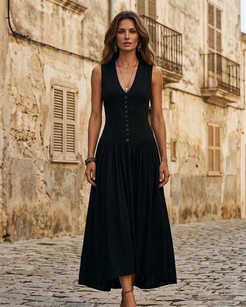 Macys Wear - Vavel | Tailliertes geknöpftes Kleid Damen