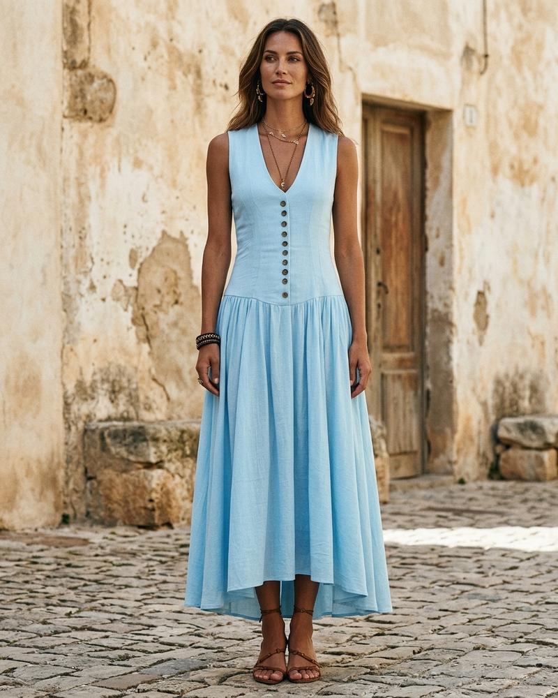 Macys Wear - Vavel | Tailliertes geknöpftes Kleid Damen