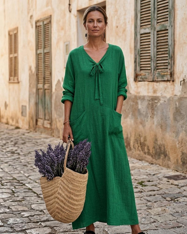 Macys Wear - Arlin | Langärmliges Leinen Kleid Damen