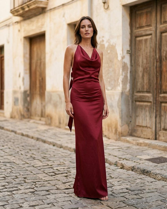 Macys Wear - Daram | Rückenfrei Satinartig Kleid Damen