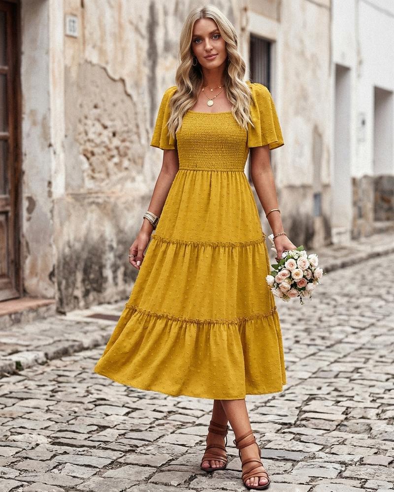Macys Wear - Zemar | Gesmokt Stufig Kleid Damen