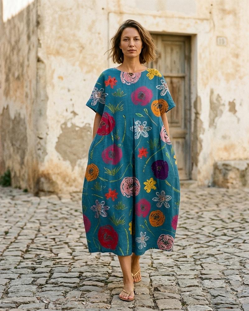 Macys Wear - Dakar | Gemustert Kurzärmlig Kleid Damen