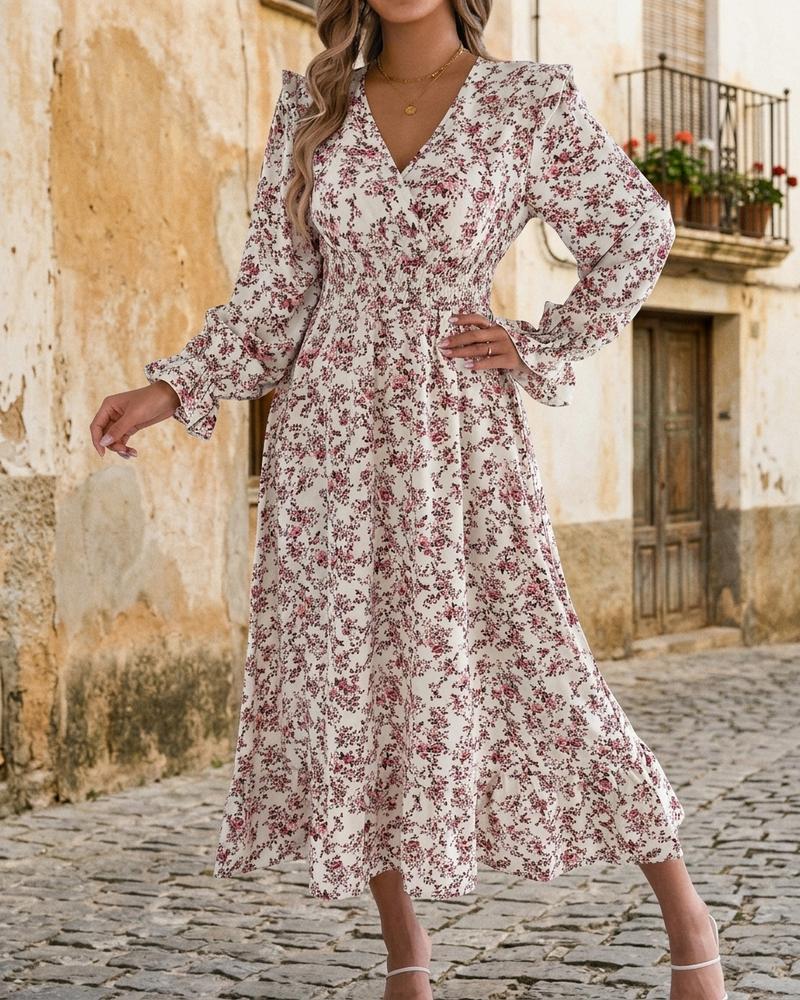 Macys Wear - Tisol | Langärmliges Geblümtes Kleid Damen