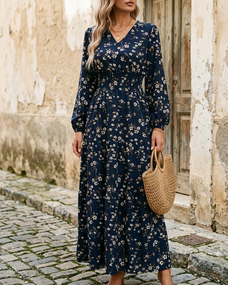 Macys Wear - Coram | Geblümtes Langärmliges Kleid Damen