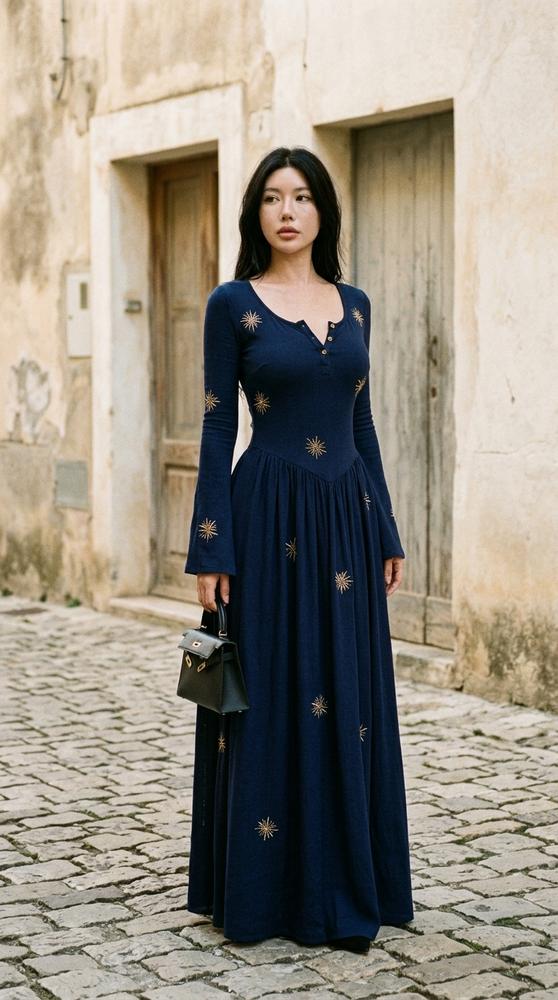 Macys Wear - Lylor | Langärmliges Verziertes Kleid Damen