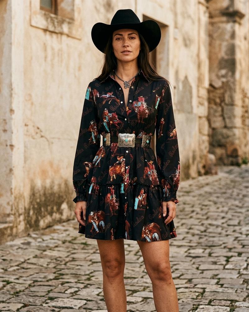 Macys Wear - Cadar | Langärmliges Gemustertes Kleid Damen
