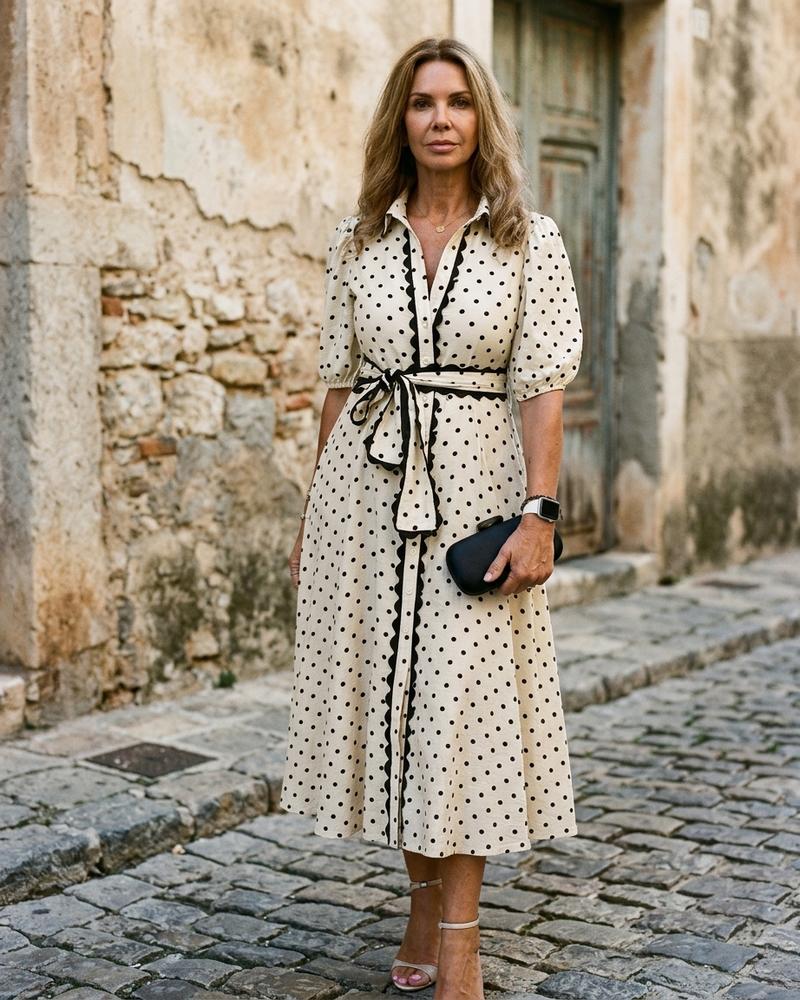 Macys Wear - Elmel | Gepunktet Tailliert Kleid Damen
