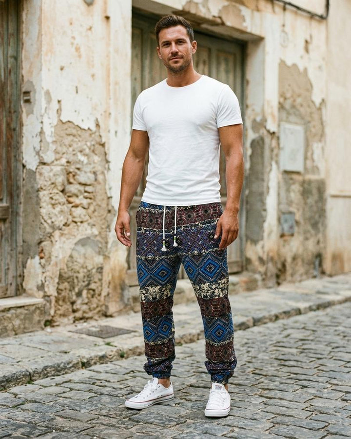 Macys Wear - Yihod | Gemusterte Geschnürte Hose Herren