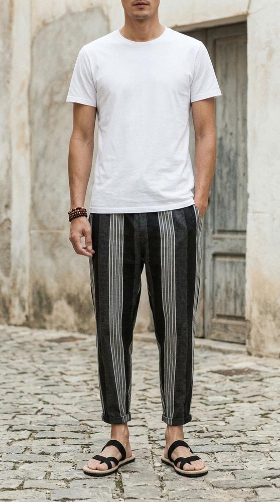 Macys Wear - Risen | Gestreifte Leinen Hose Herren