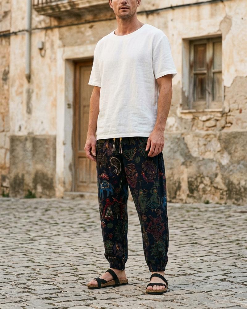 Macys Wear - Masin | Gemusterte Kordelzug Hose Herren